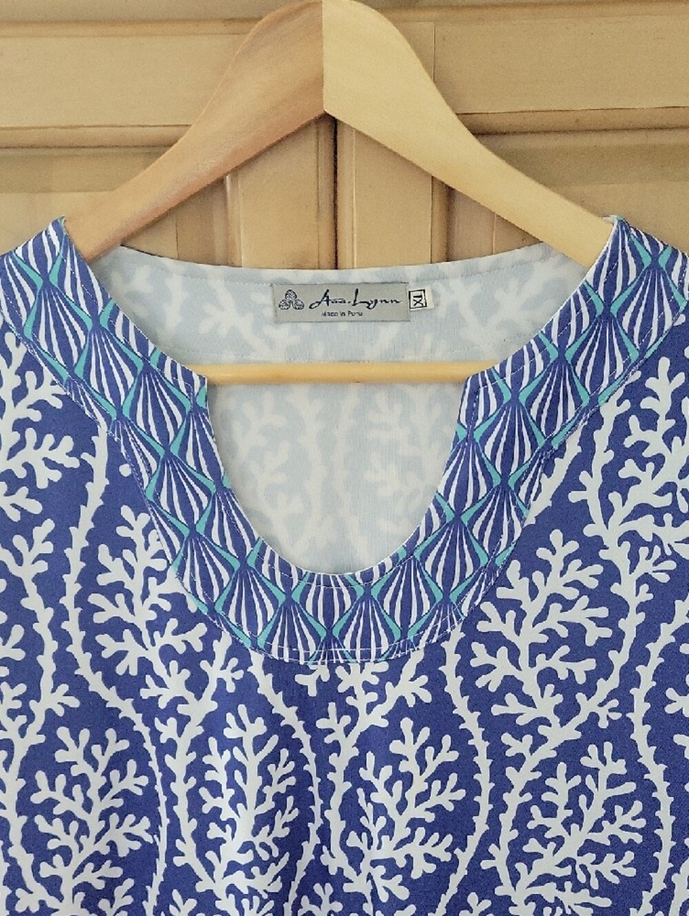 Ava Lynn Blue and White Coral-Print Swim Coverup - Picture 3 of 3